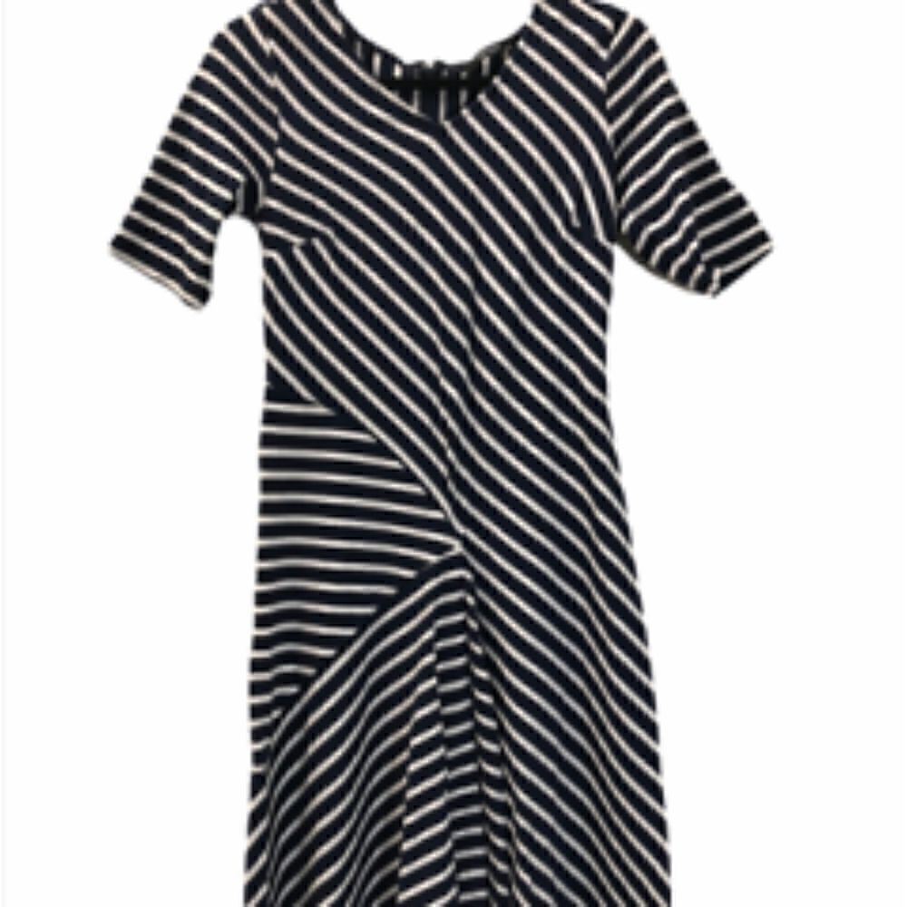 eShakti Striped Asymmetrical Dress 